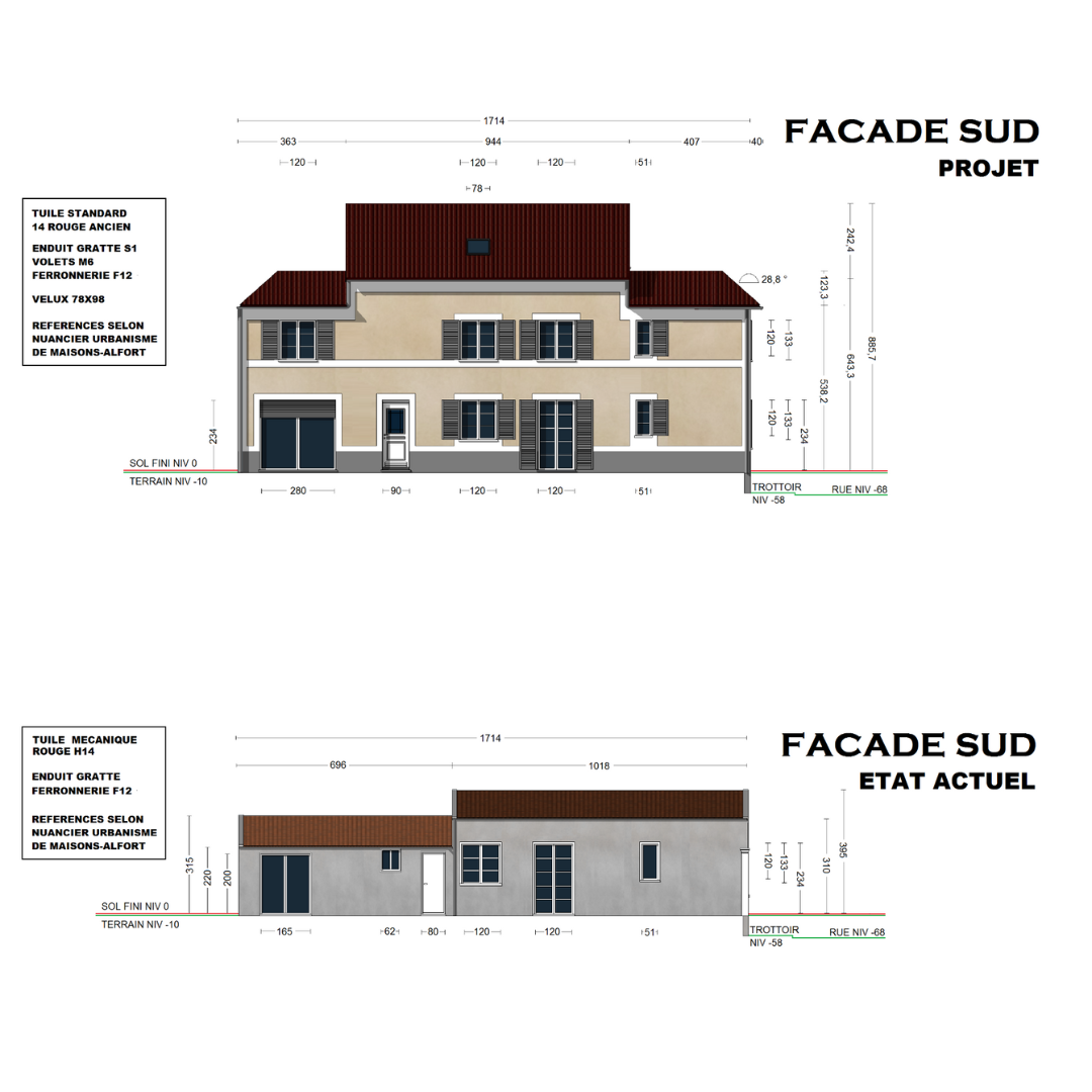 Plan de façade et toiture (PCMI 5 / DPC 4)