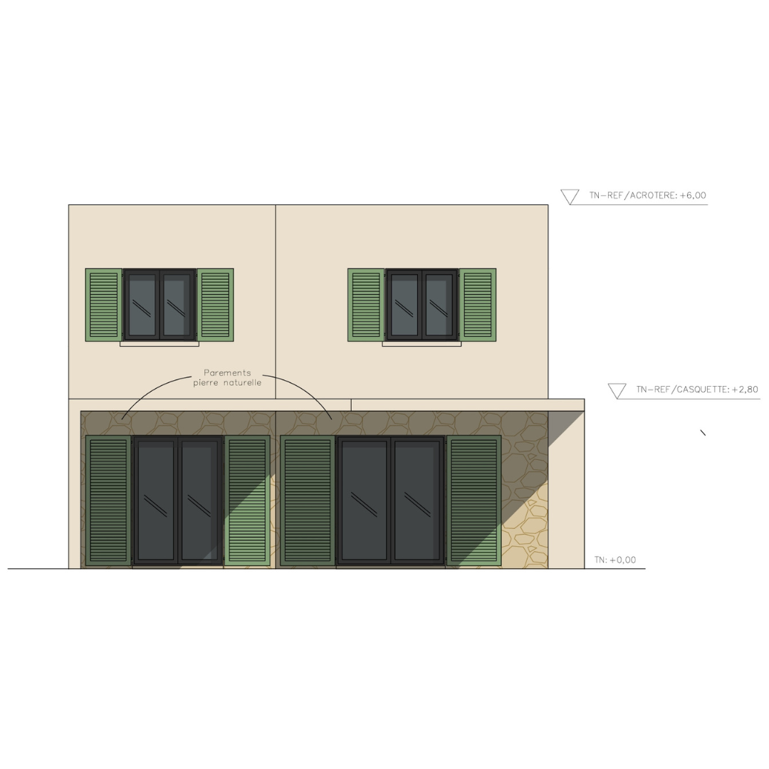 Plan d'une façade et sa toiture (PCMI 4 / DPC 4)