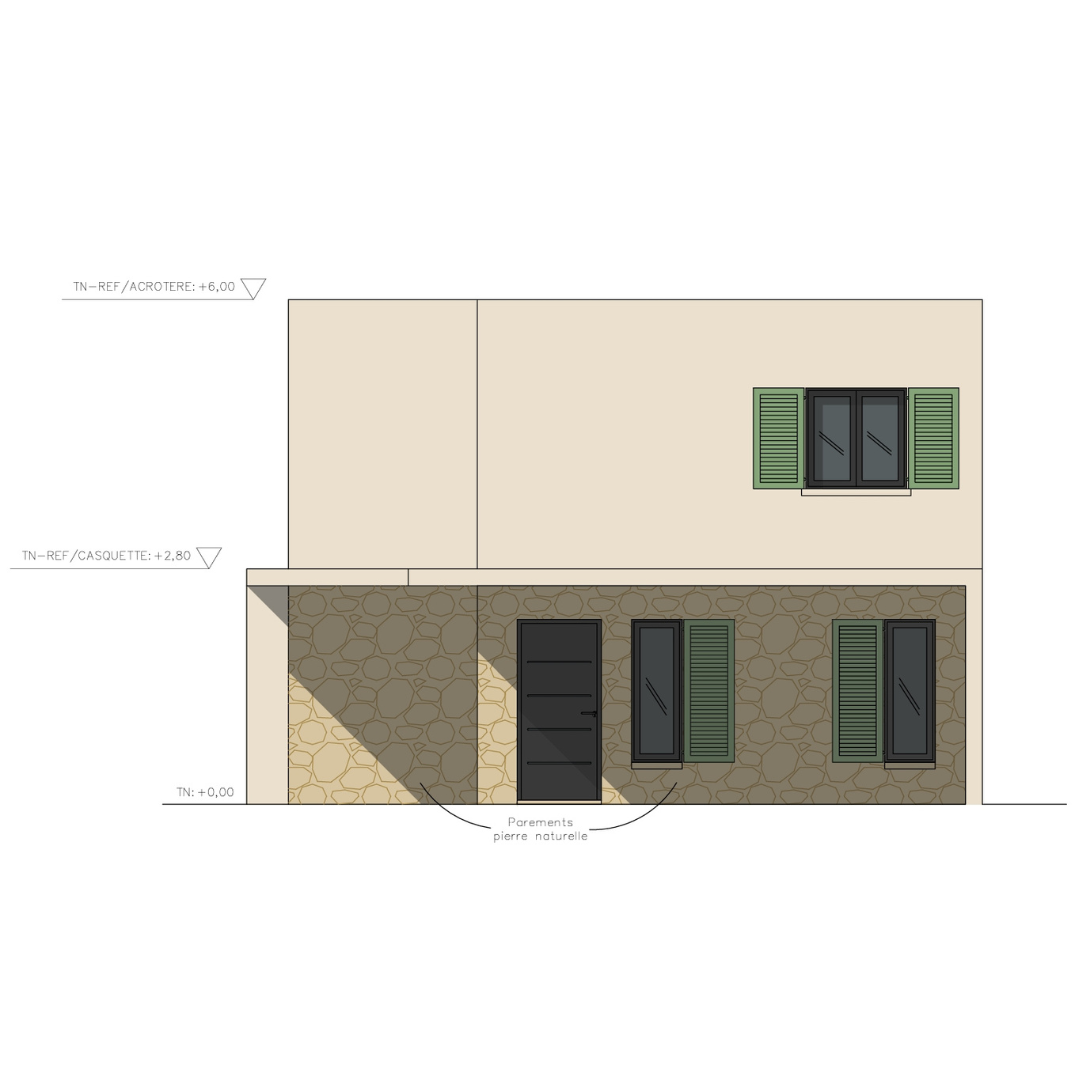 Plan d'une façade et sa toiture (PCMI 4 / DPC 4)