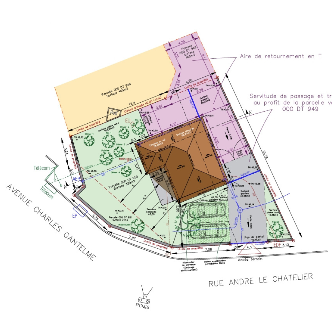 Plan de masse coté dans les 3 dimensions (PCMI 2 / DPC 2)
