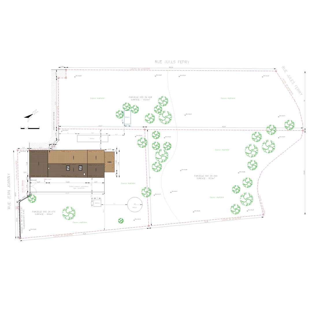 Plan de masse coté dans les 3 dimensions (PCMI 2 / DPC 2)